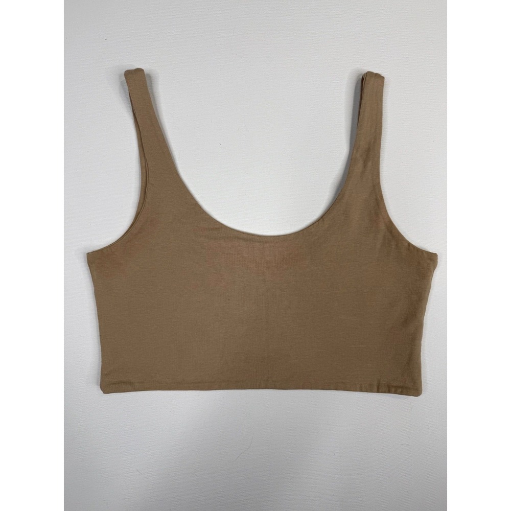Cotton On Cropped Tank Top‎ Womens Medium Brown Casual Scoop Neck Wide Straps